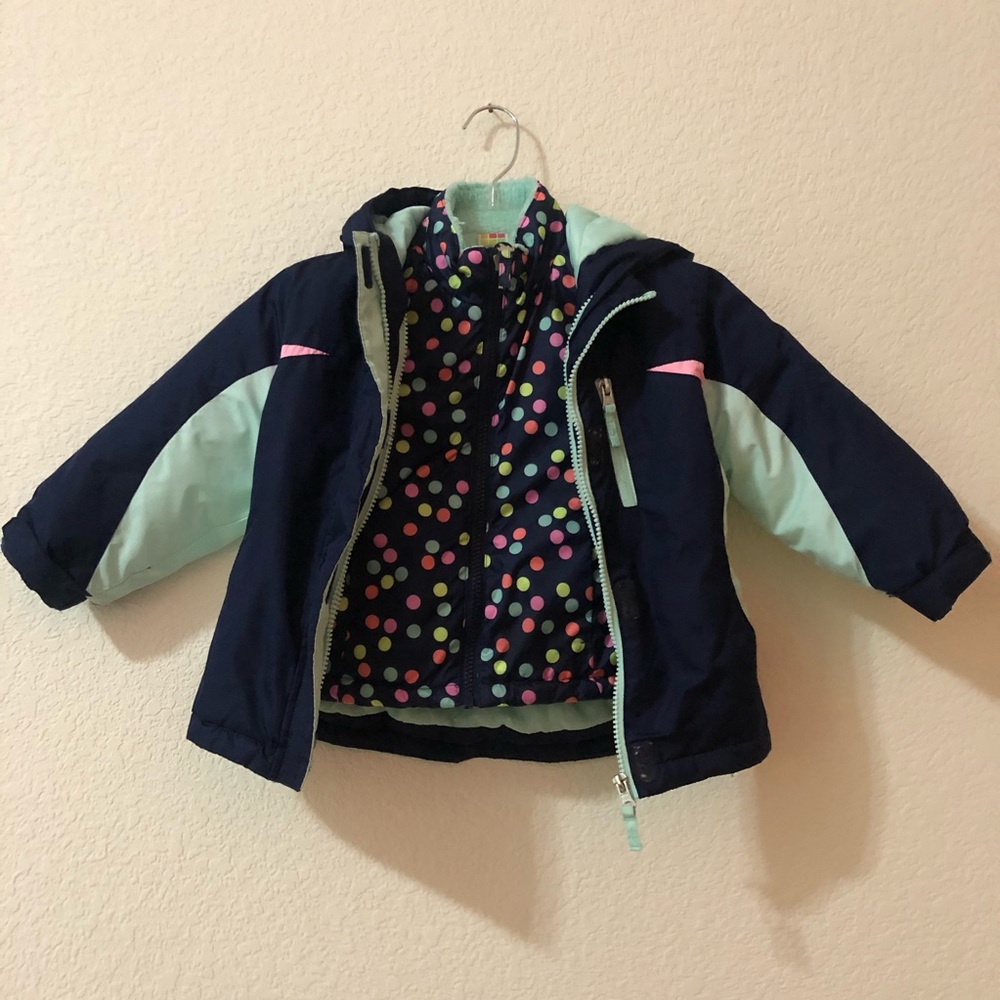 👧 Girl Healthtex 3 in 1 Blue and Polka Dot Jacket